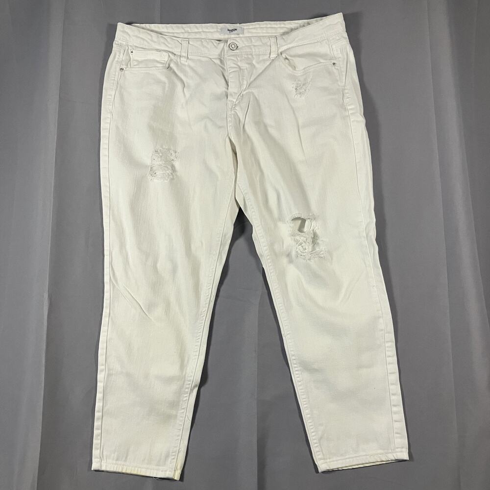 Kensie Jeans Womens 14 Distressed Ankle Mid Rise Stretch Denim Pants‎ Effortless